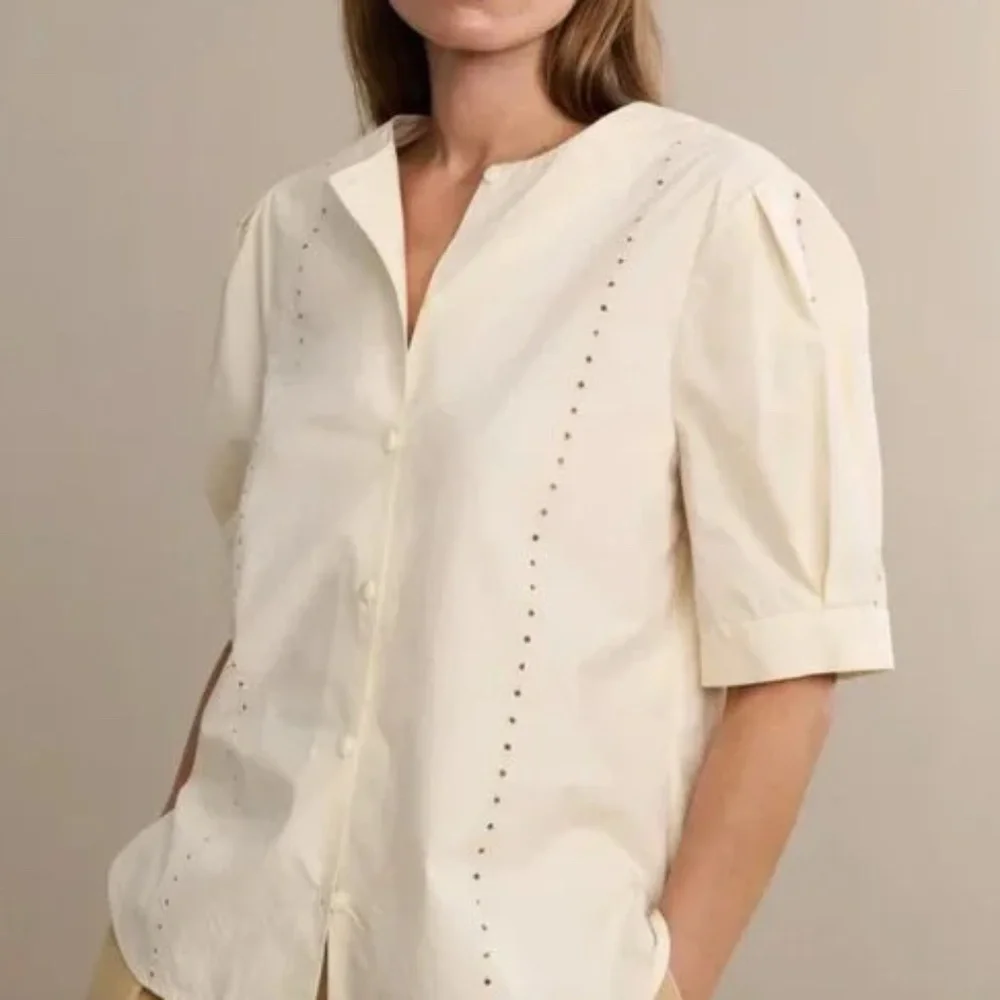 JENNI KAYNE HARPER BLOUSE IN WARM IVORY SHIRT TOP WOMENS SIZE S SMALL NWT NEW - Picture 1 of 6